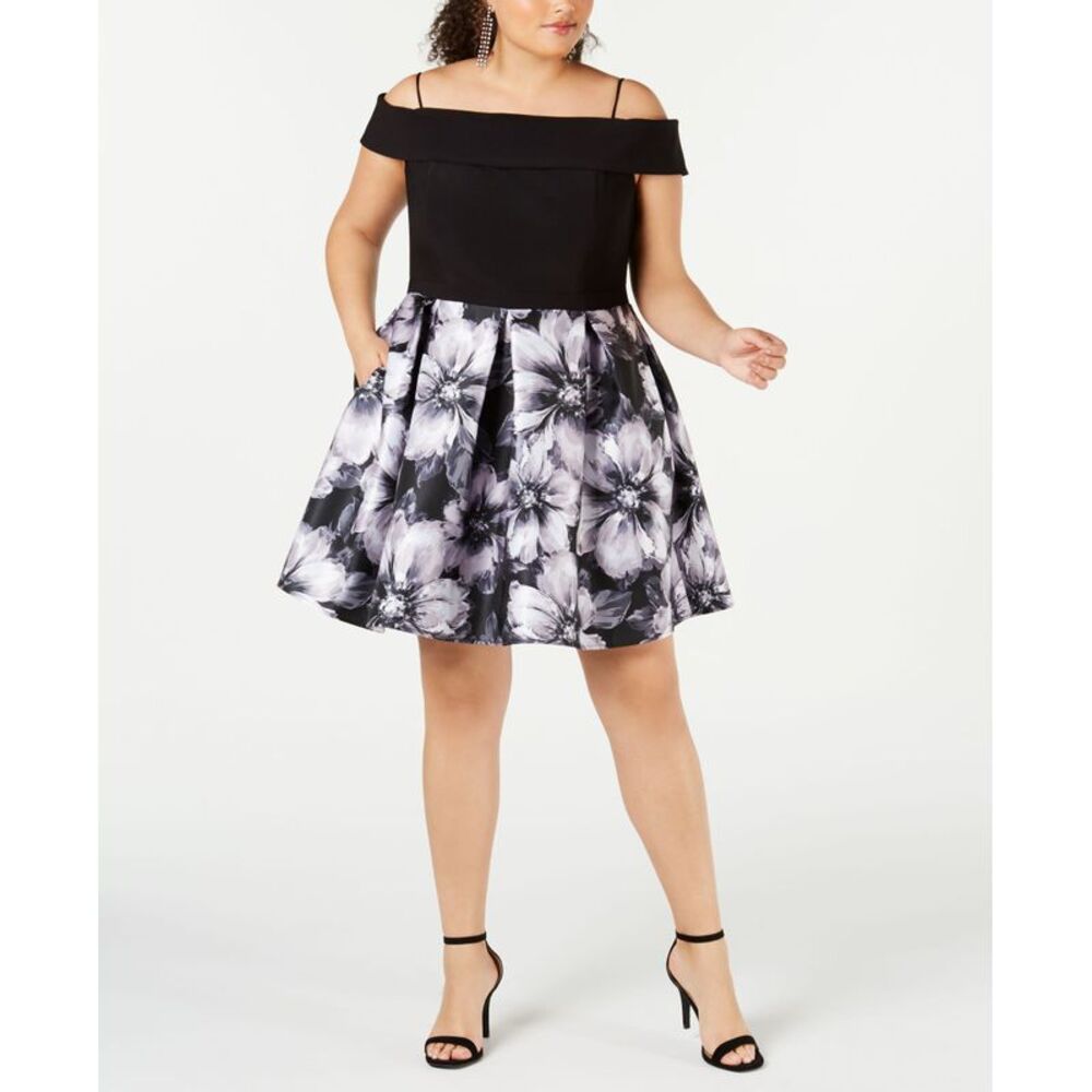 Morgan Company Trendy Plus Size Off The Shoulder Fit Flare Dress